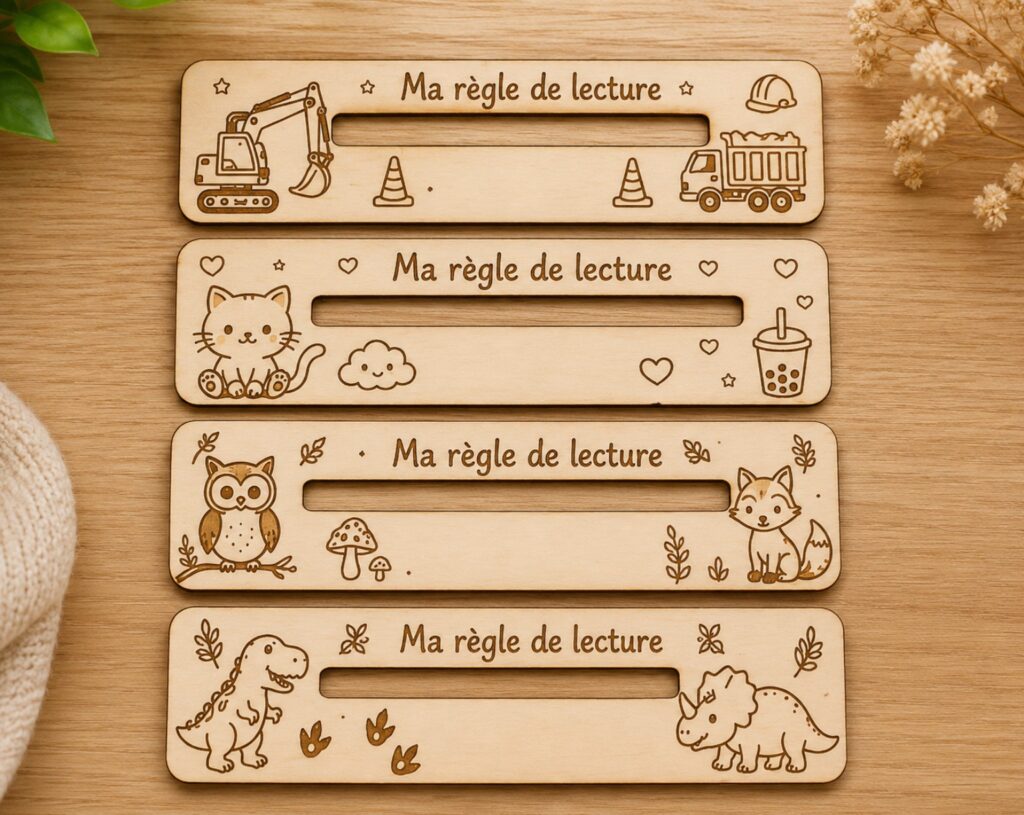 Règle de lecture personnalisée en bois