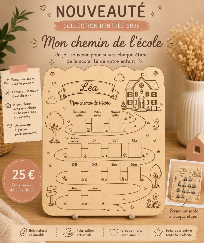 Mon chemin de l’école – Tableau souvenir personnalisé