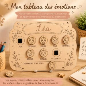 Tableau des émotions personnalisé en bois